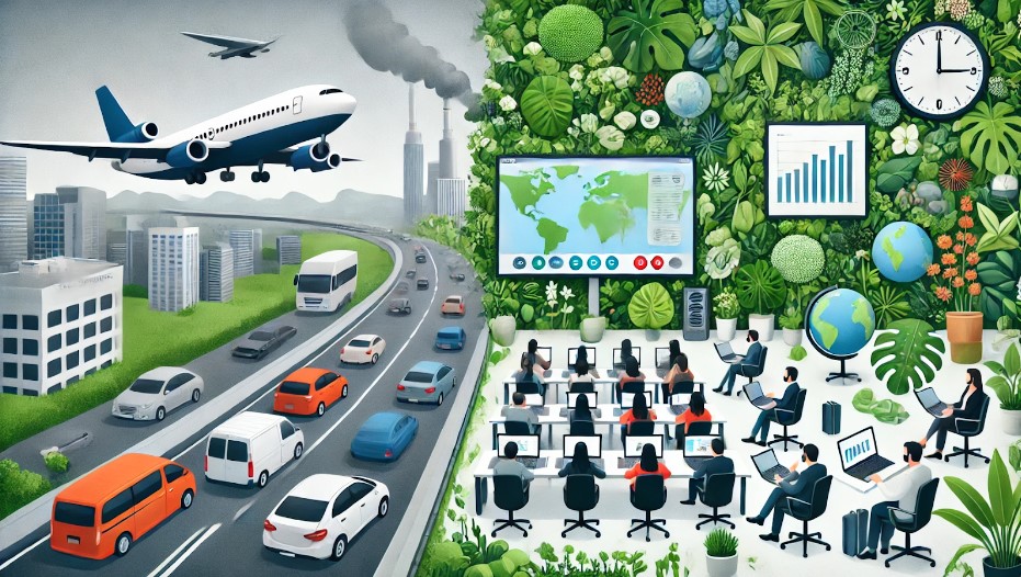 Business Travel VS Remote Work - Environmental Impacts | Source: DALL·E